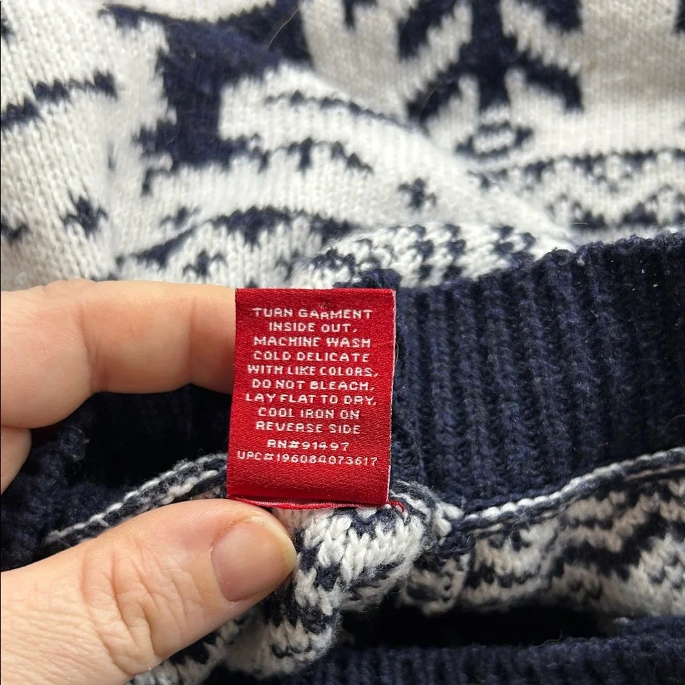 Navy and White Women's Cardigan Sweater - Picture 4 of 4